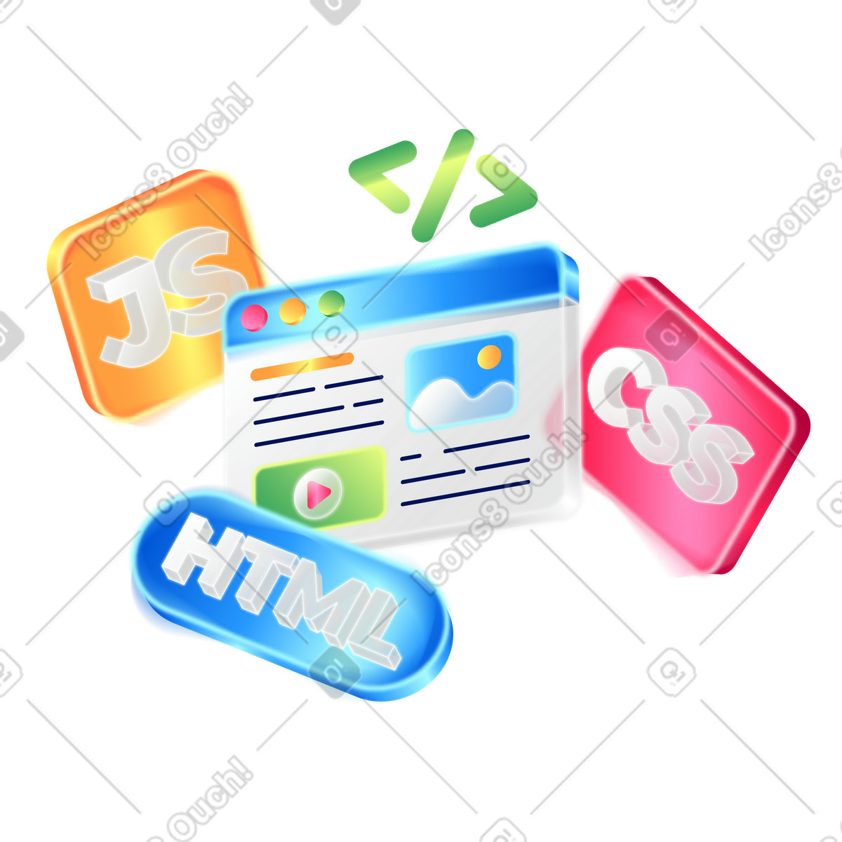 Frontend development and programming languages illustration in PNG, SVG