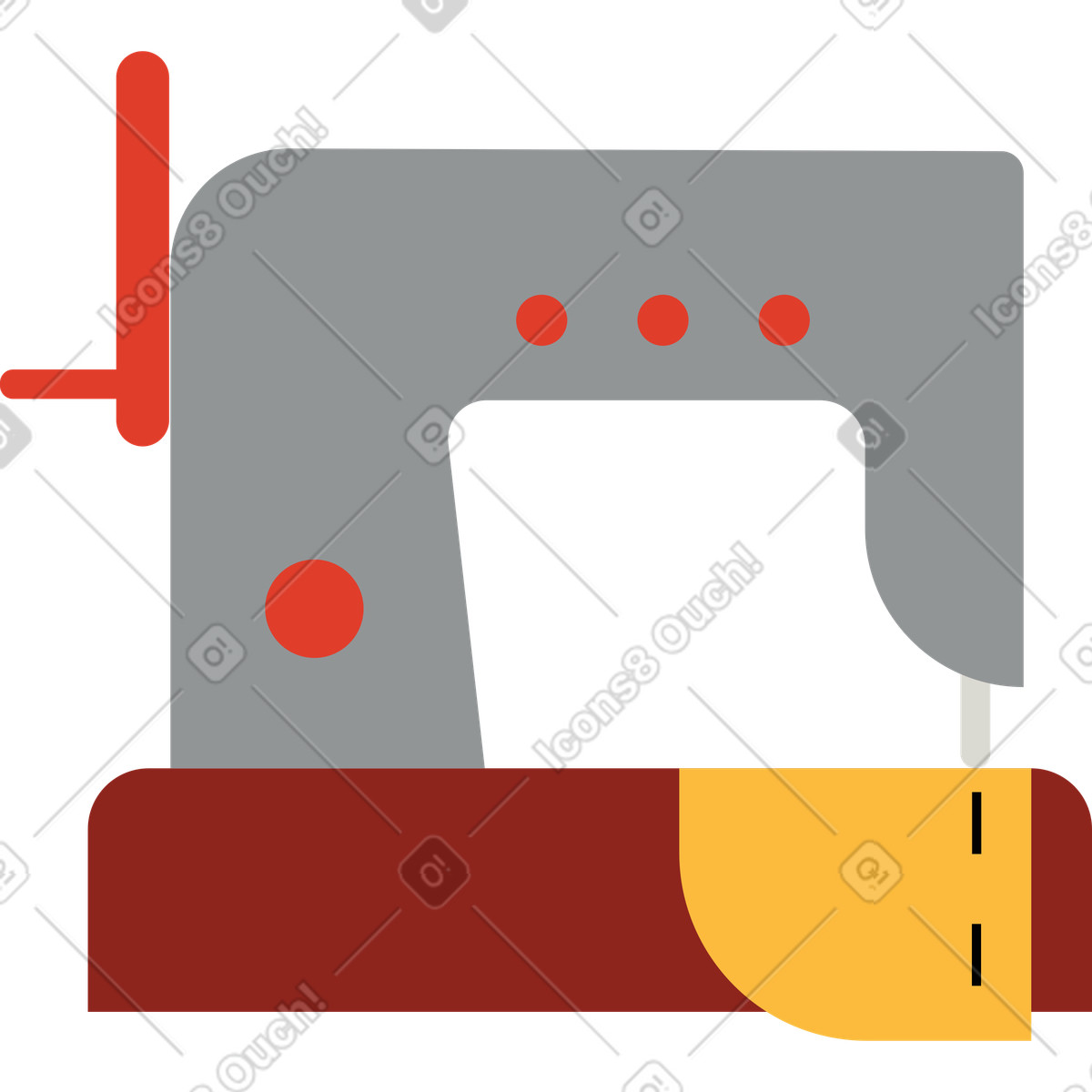 Sewing machine illustration in Burgundy style download in PNG, SVG