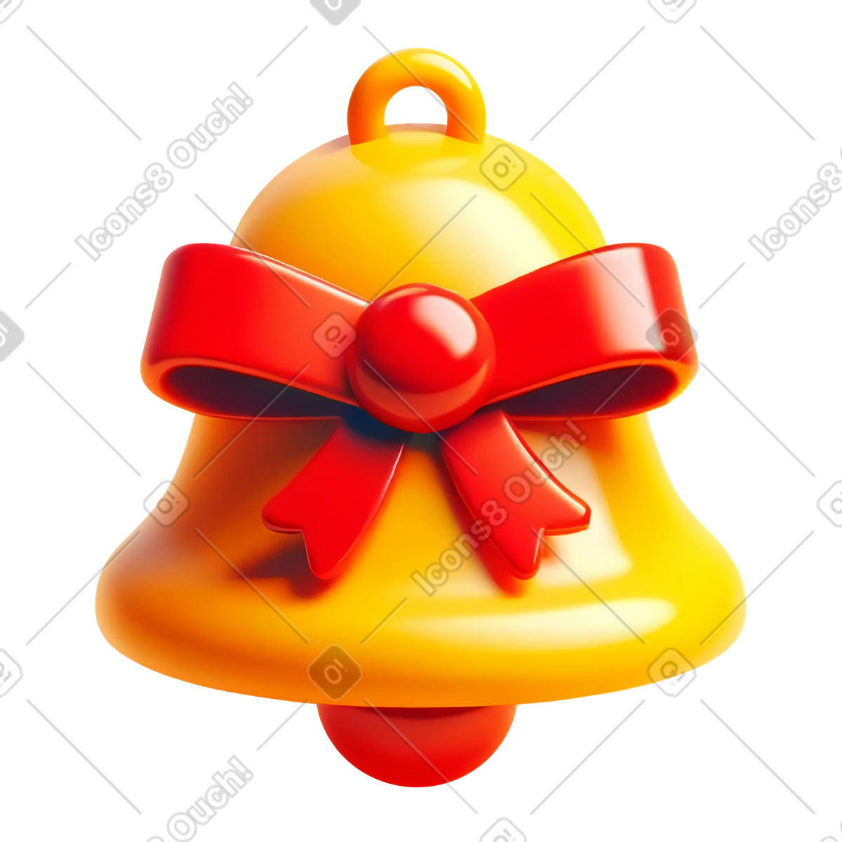 Jingle bell with red ribbon illustration in 3D Mini style download in PNG, SVG