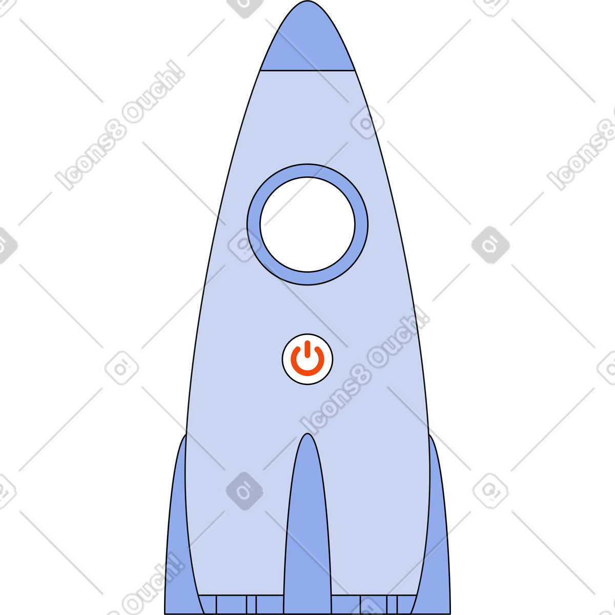 Rocket with a launch button illustration in Bloom style download in PNG, SVG