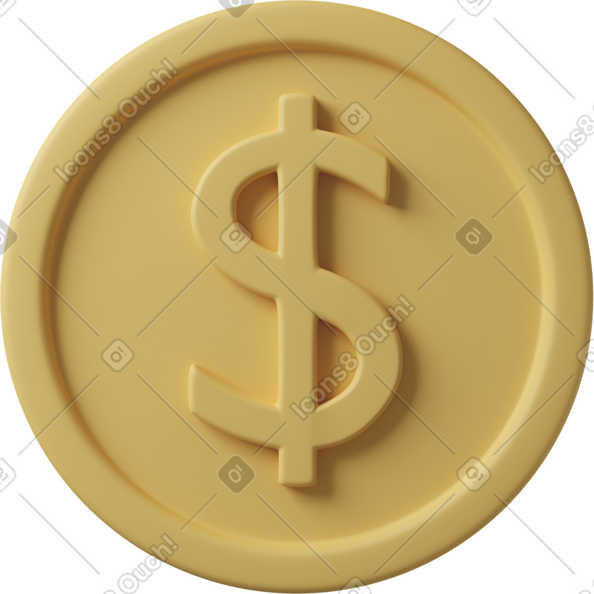 Yellow dollar coin-Illustration im 3D Casual life-Stil als Download in PNG, SVG