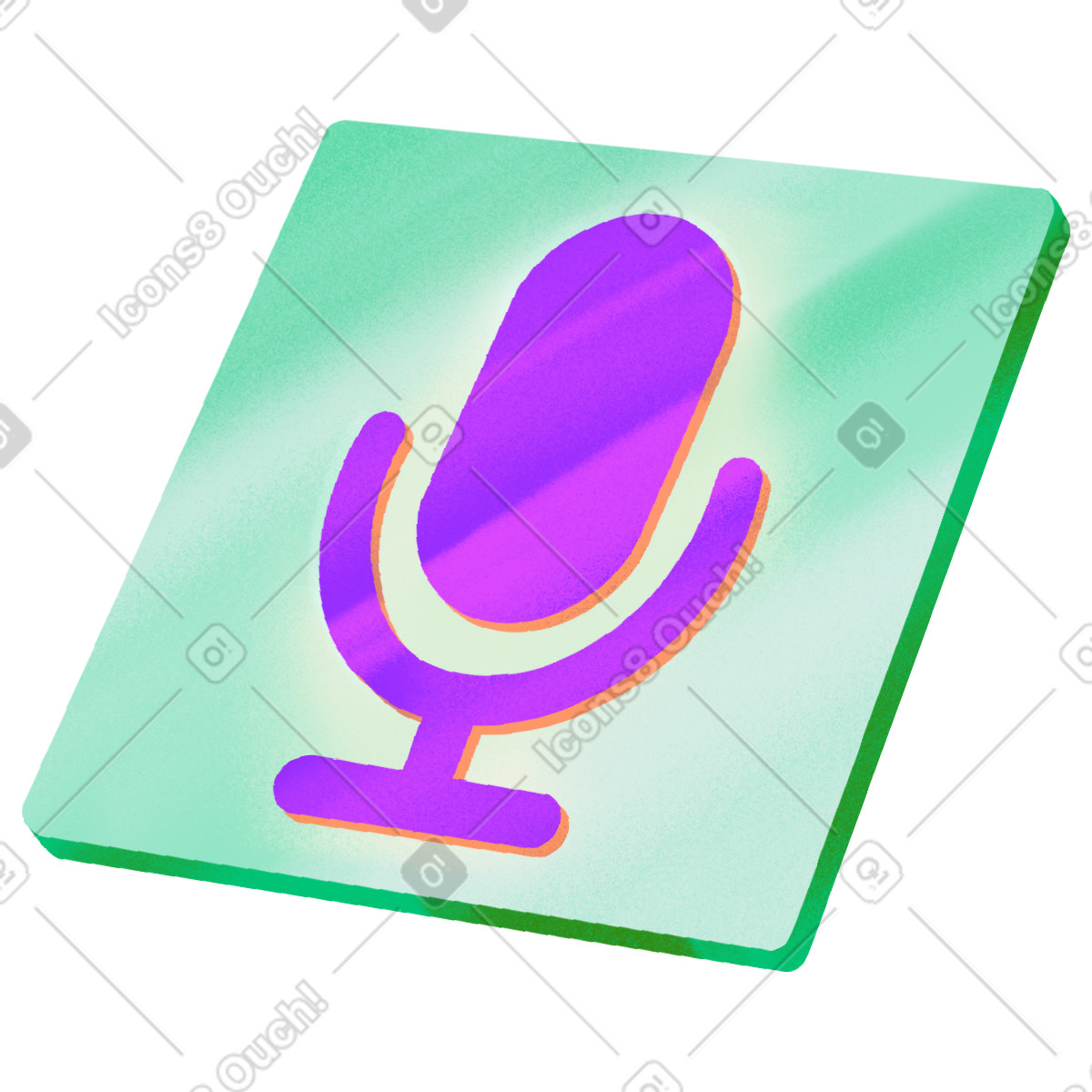 Microphone icon on the green square-Illustration im Smart-Stil als Download in PNG, SVG