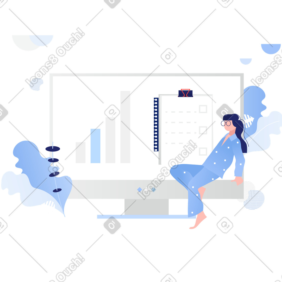 Von zu hause aus arbeiten-Illustration im Clip-Stil als Download in PNG, SVG