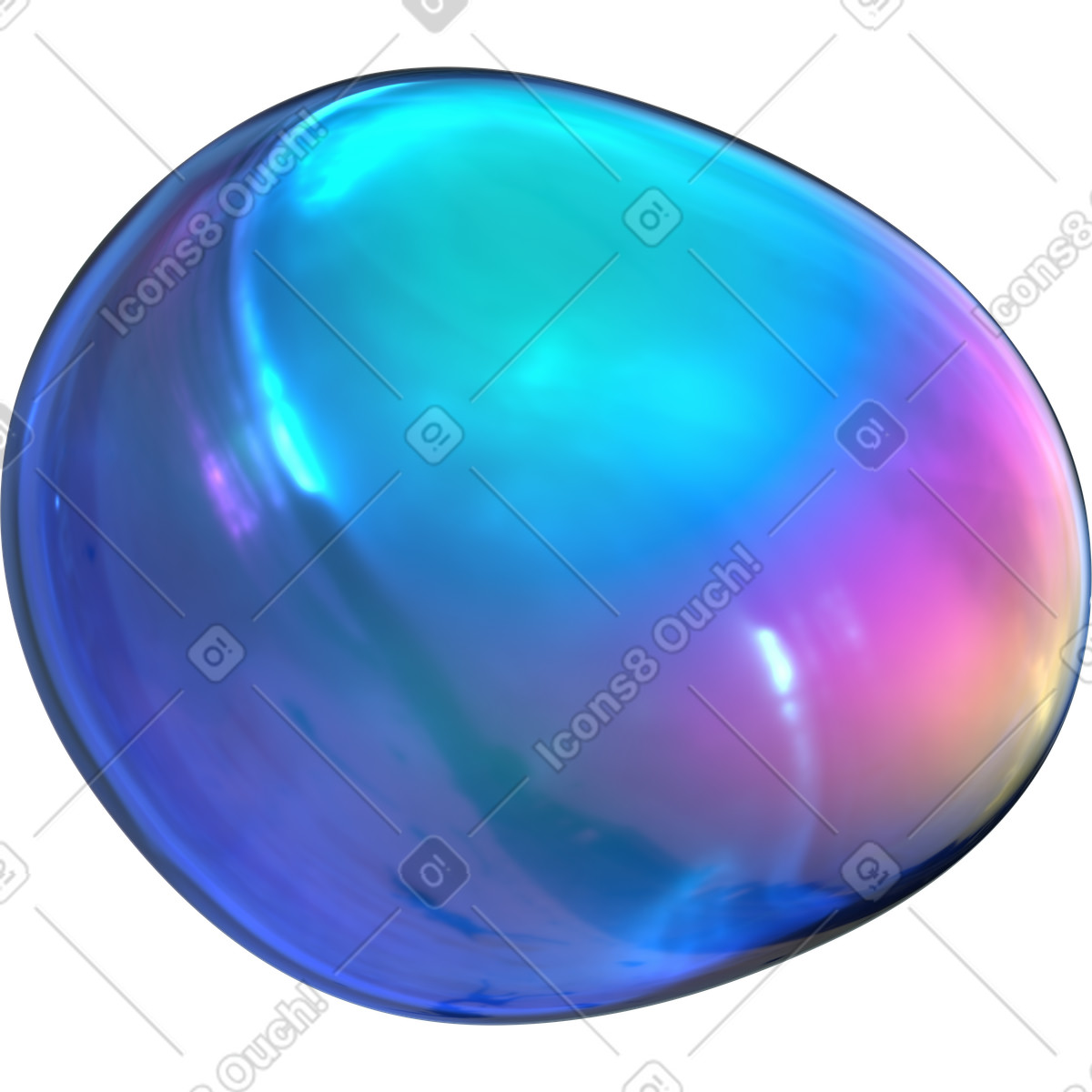 Ilustración animada Burbuja iridiscente abstracta en estilo 3D Glassy a descargar en GIF, Lottie (JSON), AE