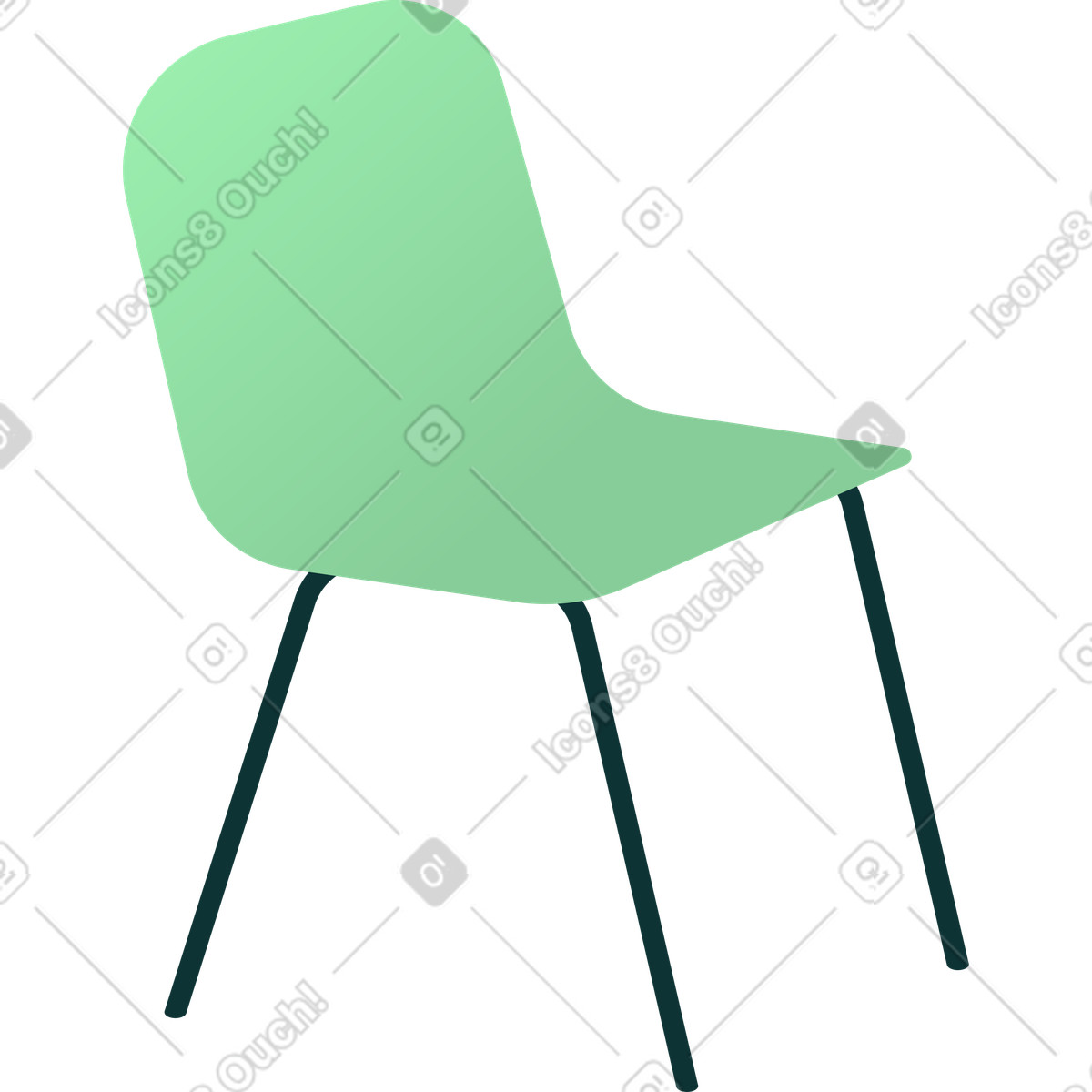 Florid スタイルの 緑の椅子 のイラストをPNG、SVG形式でダウンロード