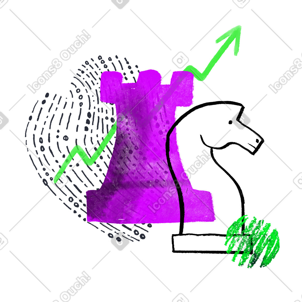 下载 Inky 风格的 Chess pieces with graph 插画，支持 PNG、SVG 格式