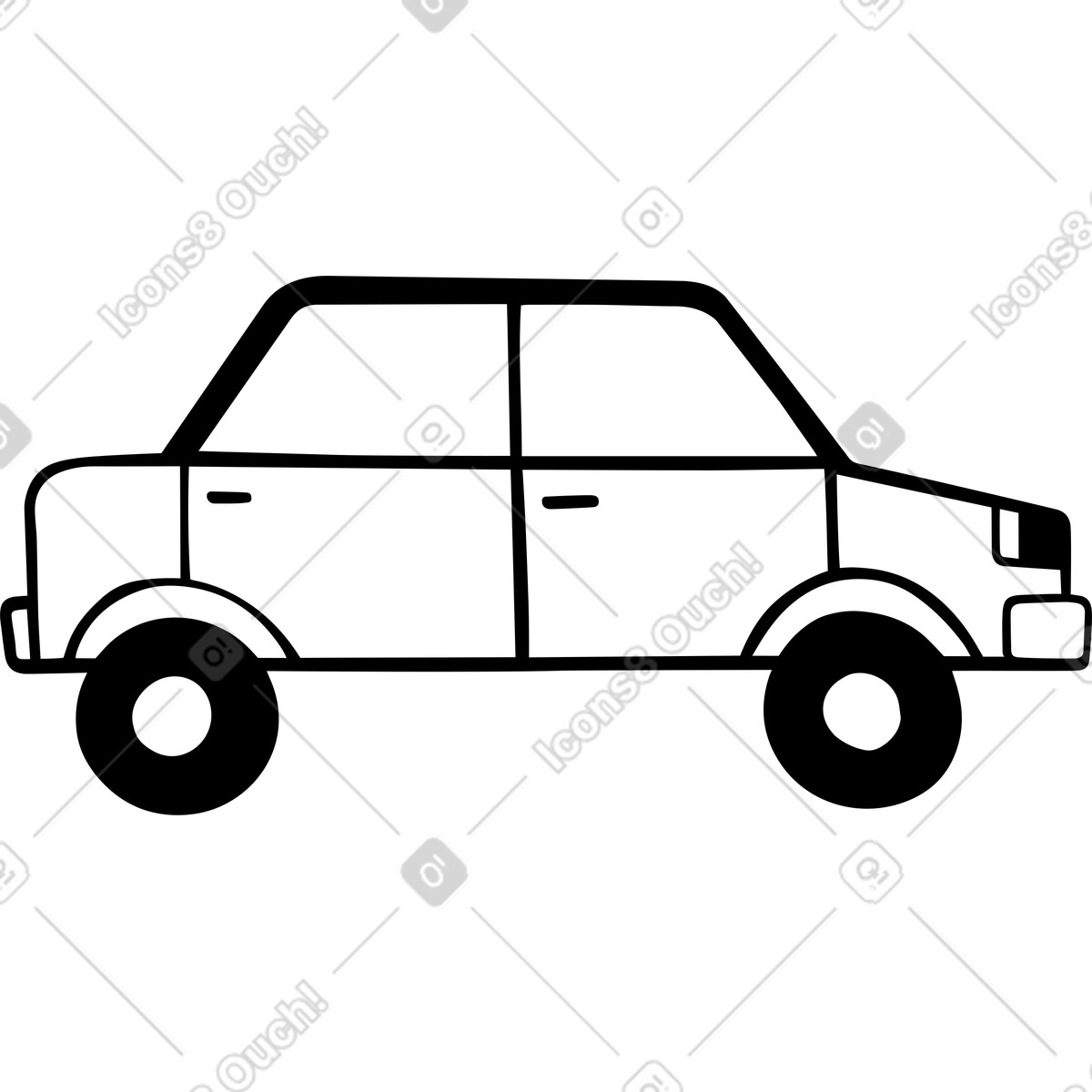 Car illustration in Journal style download in PNG, SVG