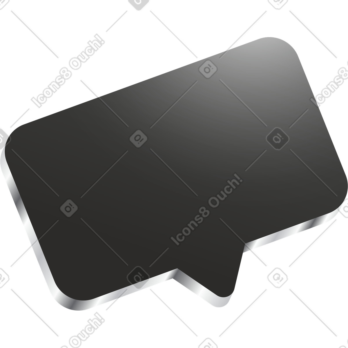 Speech bubble dark rectangle with metallic border and empty space illustration in Token style download in PNG, SVG