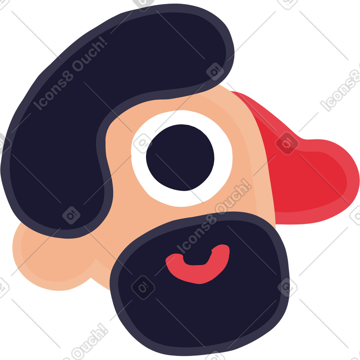 Head illustration in Stripy style download in PNG, SVG