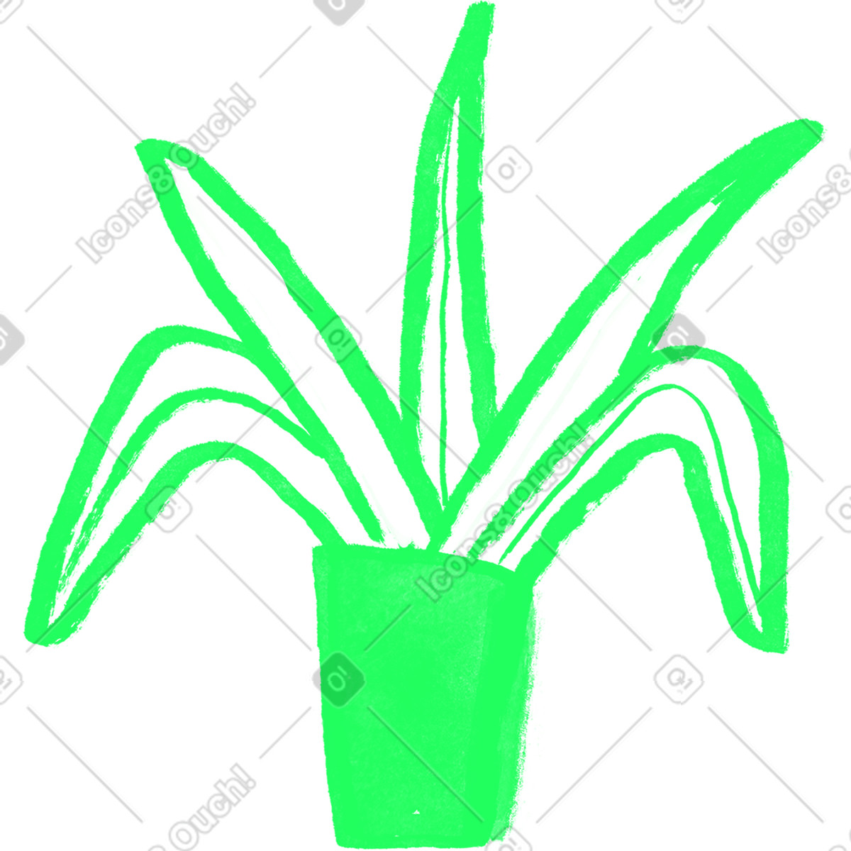 Inky スタイルの 緑の観葉植物 のイラストをPNG、SVG形式でダウンロード