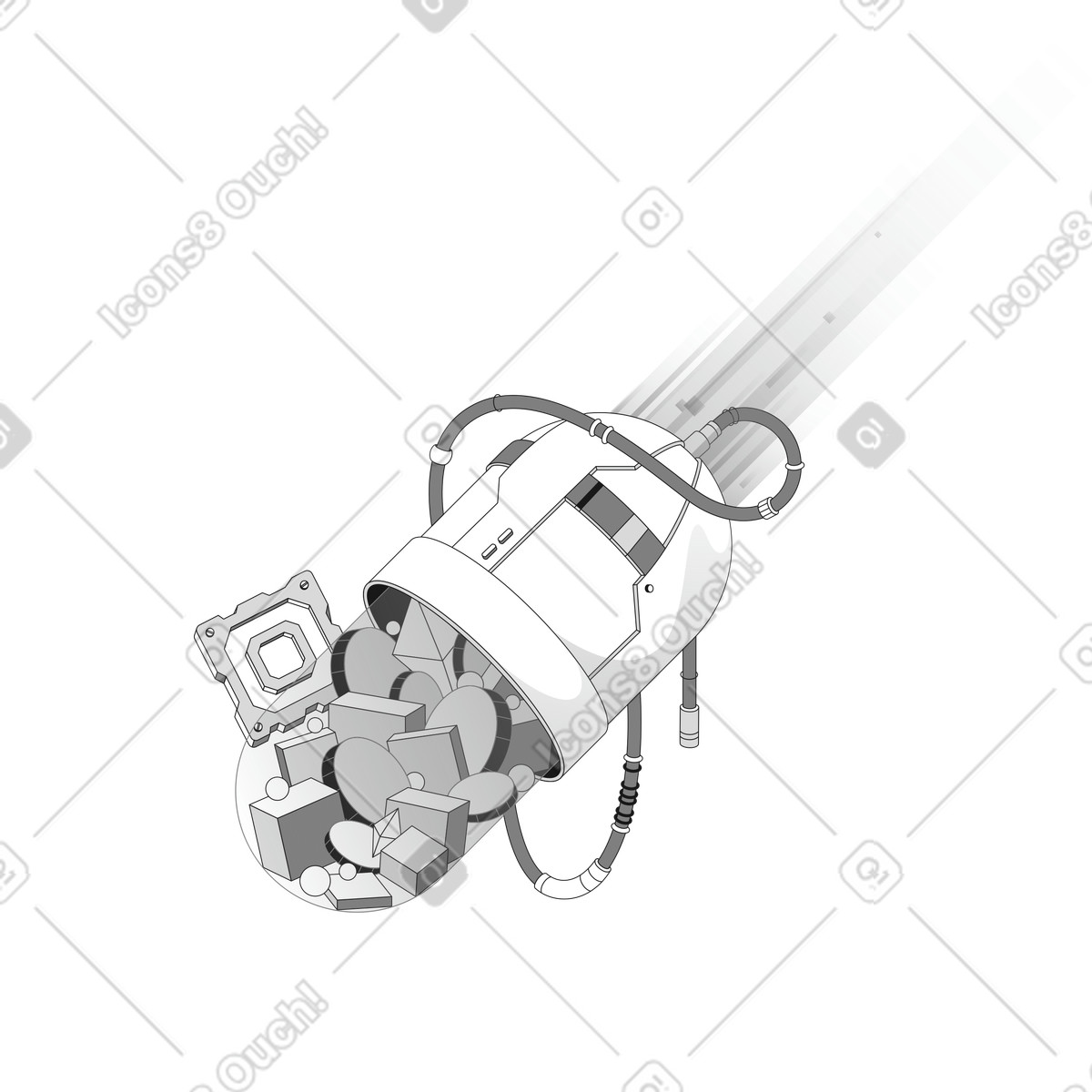 Futuristic medical nanotechnology concept with capsule microchip and streaming data illustration in style download in PNG, SVG