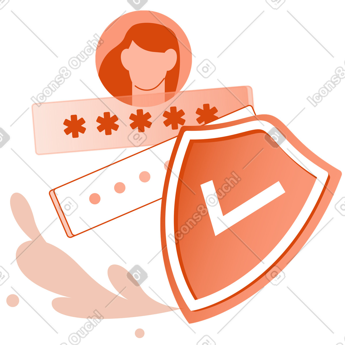 Ilustración Autorización segura y protección con contraseña en estilo Orange a descargar en PNG SVG
