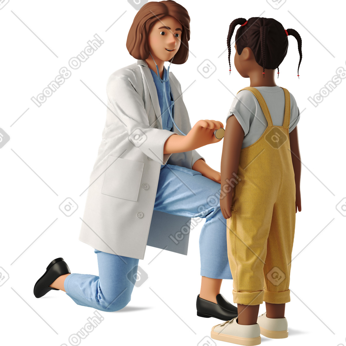 Doctor and little girl illustrazione in stile 3D Business scarica in PNG, SVG