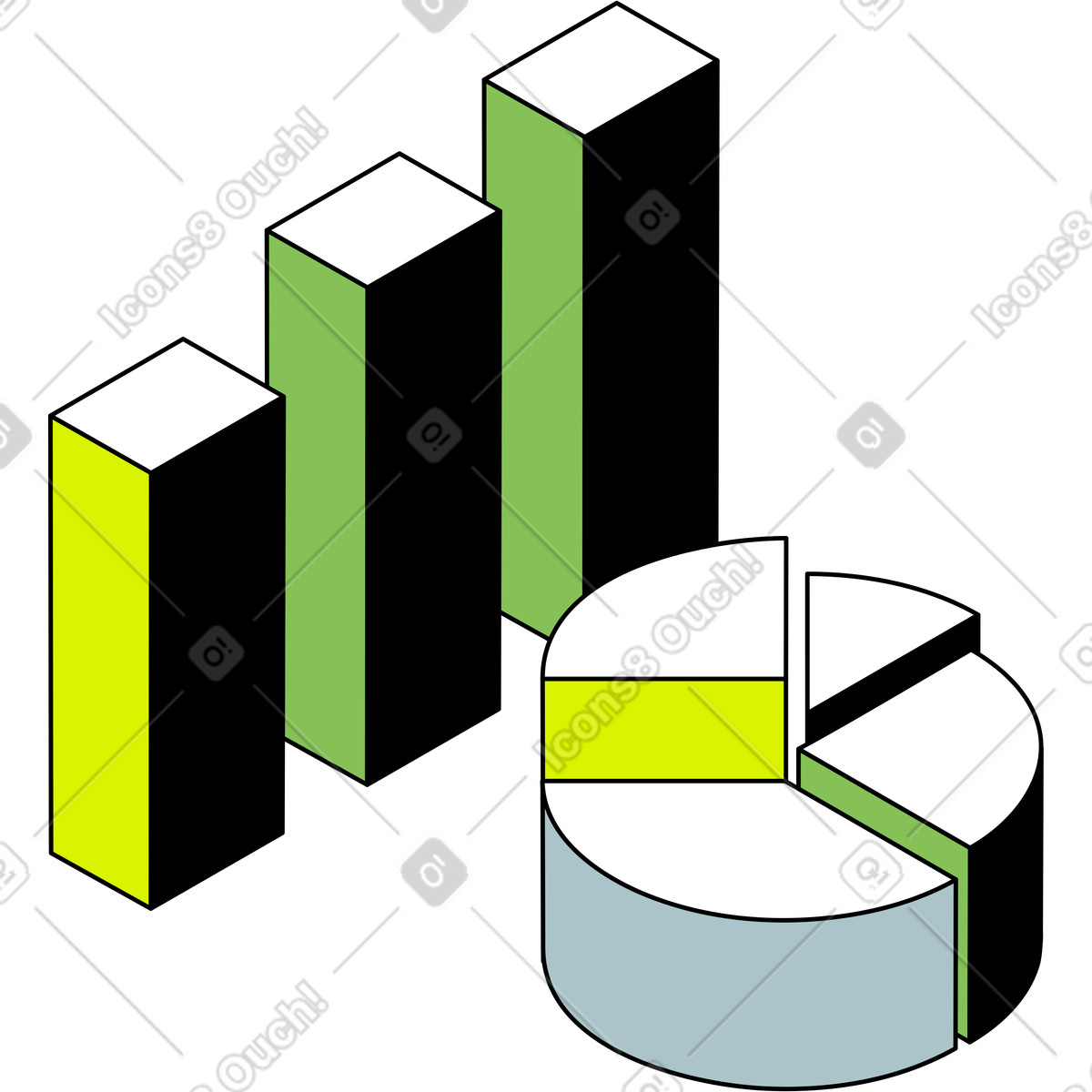Analyseblock animierte Illustration im Isometric-Stil als Download in GIF, Lottie (JSON), AE