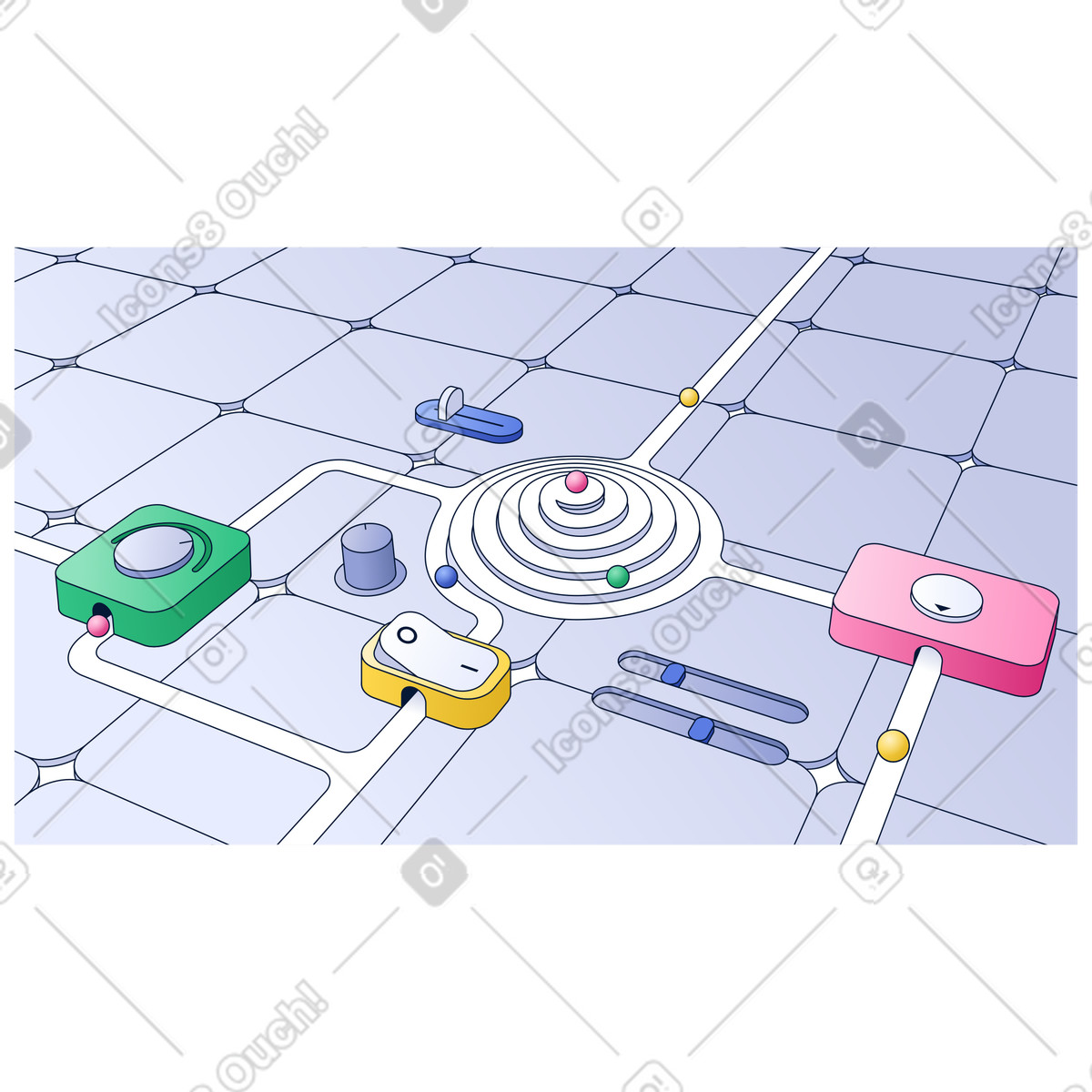 Workflow Orchestration Platform, Managing AI Agents and Data Pipelines illustration in Neat style download in PNG, SVG