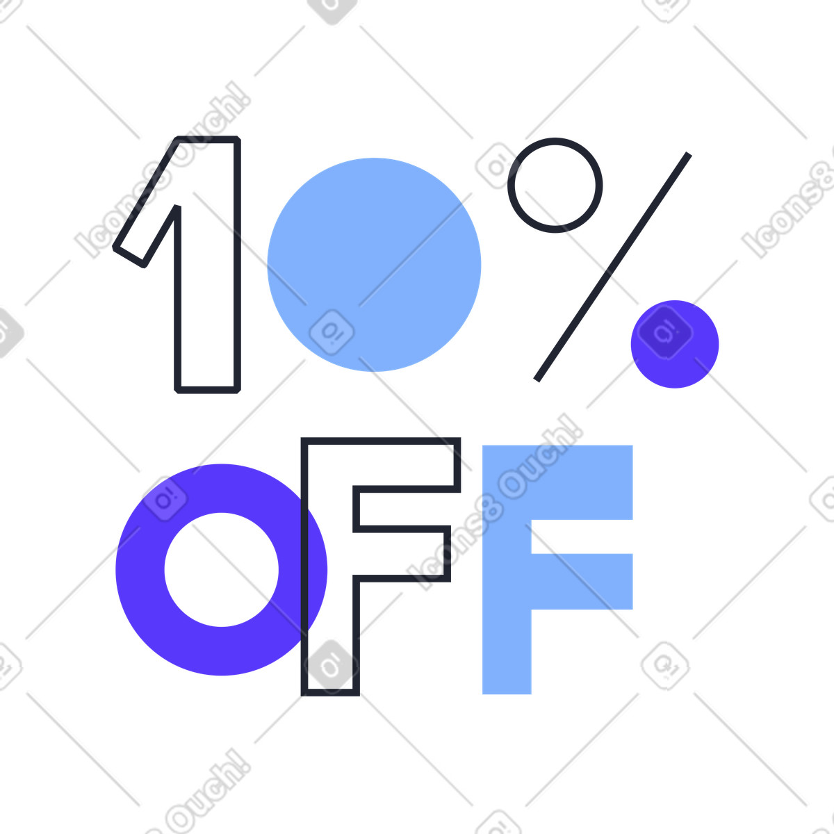 Ilustração de Dez por cento desconto em no estilo Pablita para baixar em PNG, SVG