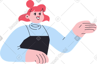 Half body girl speaking and showing something PNG, SVG