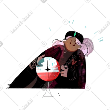Psychic woman with magic ball PNG, SVG