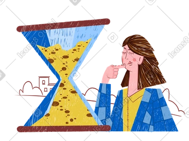 Hourglass and waiting woman as loading PNG, SVG