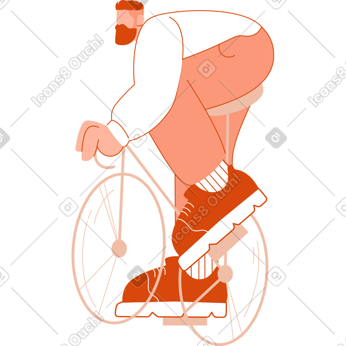 Orange スタイルの 自転車に乗った男 のイラストをPNG、SVG形式でダウンロード