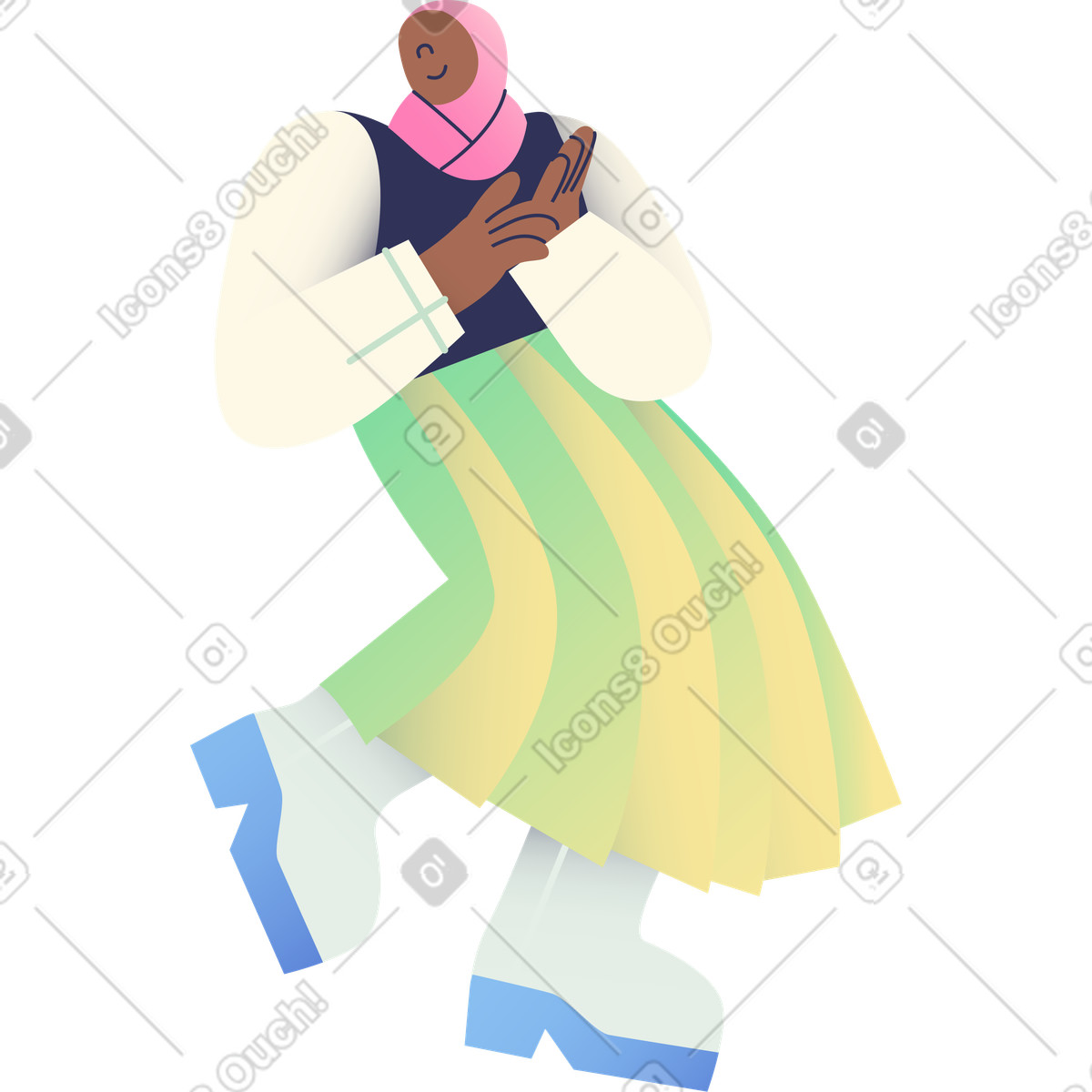 Ilustração de Menina batendo palmas em no estilo Beam para baixar em PNG, SVG