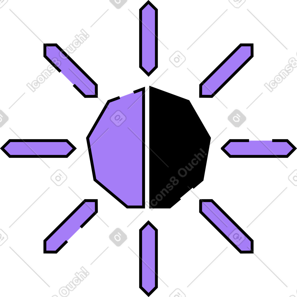 Brightness and contrast icon illustrazione in stile Amethyst scarica in PNG, SVG