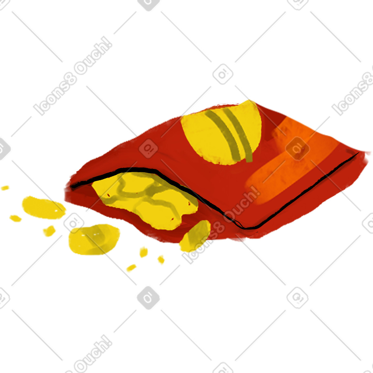 Opened bag of chips illustration potato clipart fun graphics for designs