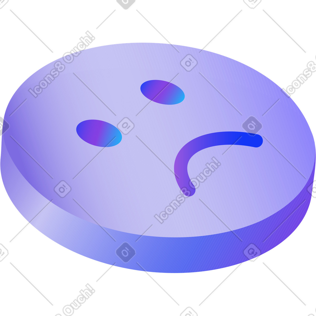 Ilustração de Smiley triste em no estilo Hi-tech para baixar em PNG, SVG