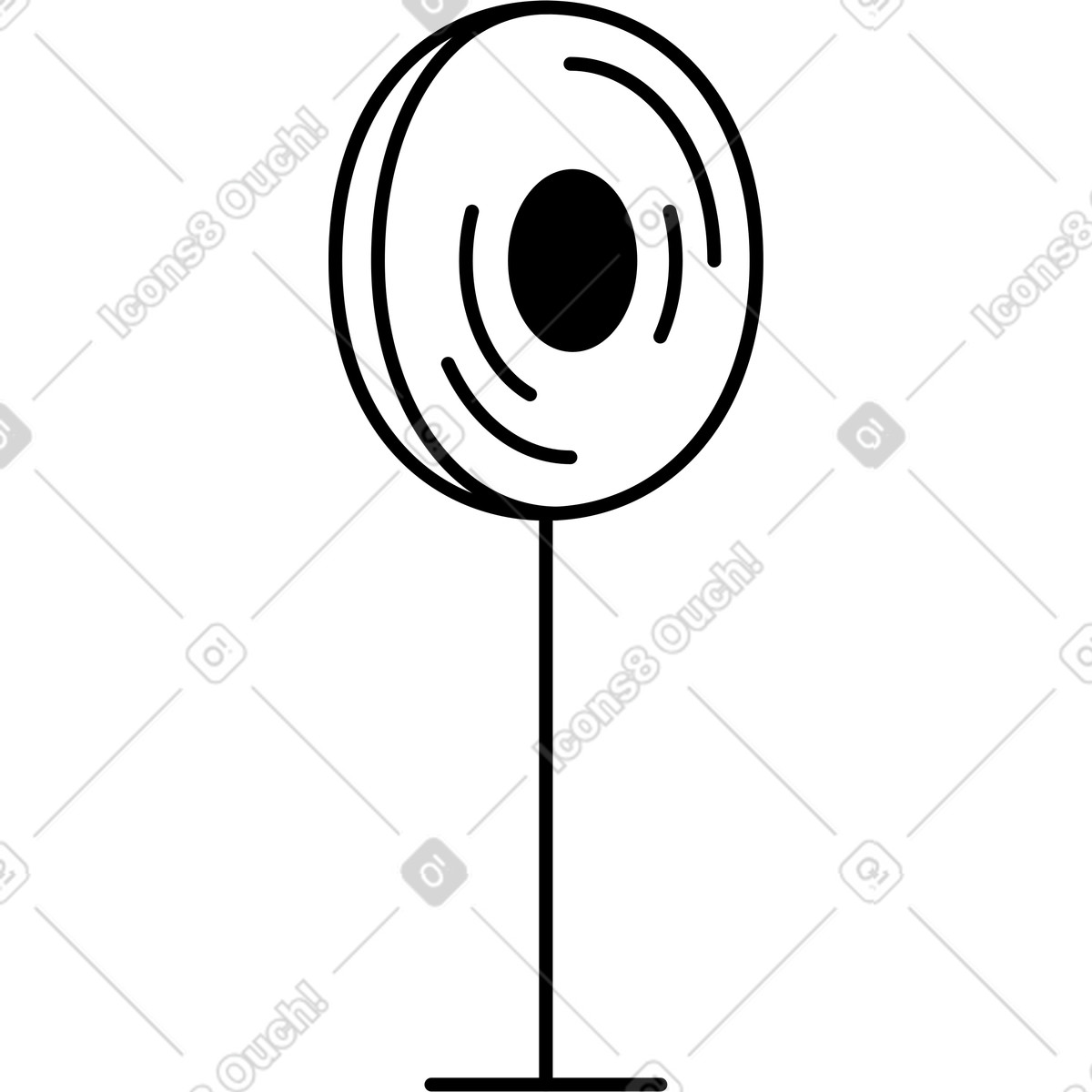 Ilustración Fan icon minimalist oval shape with central circle symbol en estilo Notion Line Art a descargar en PNG y SVG
