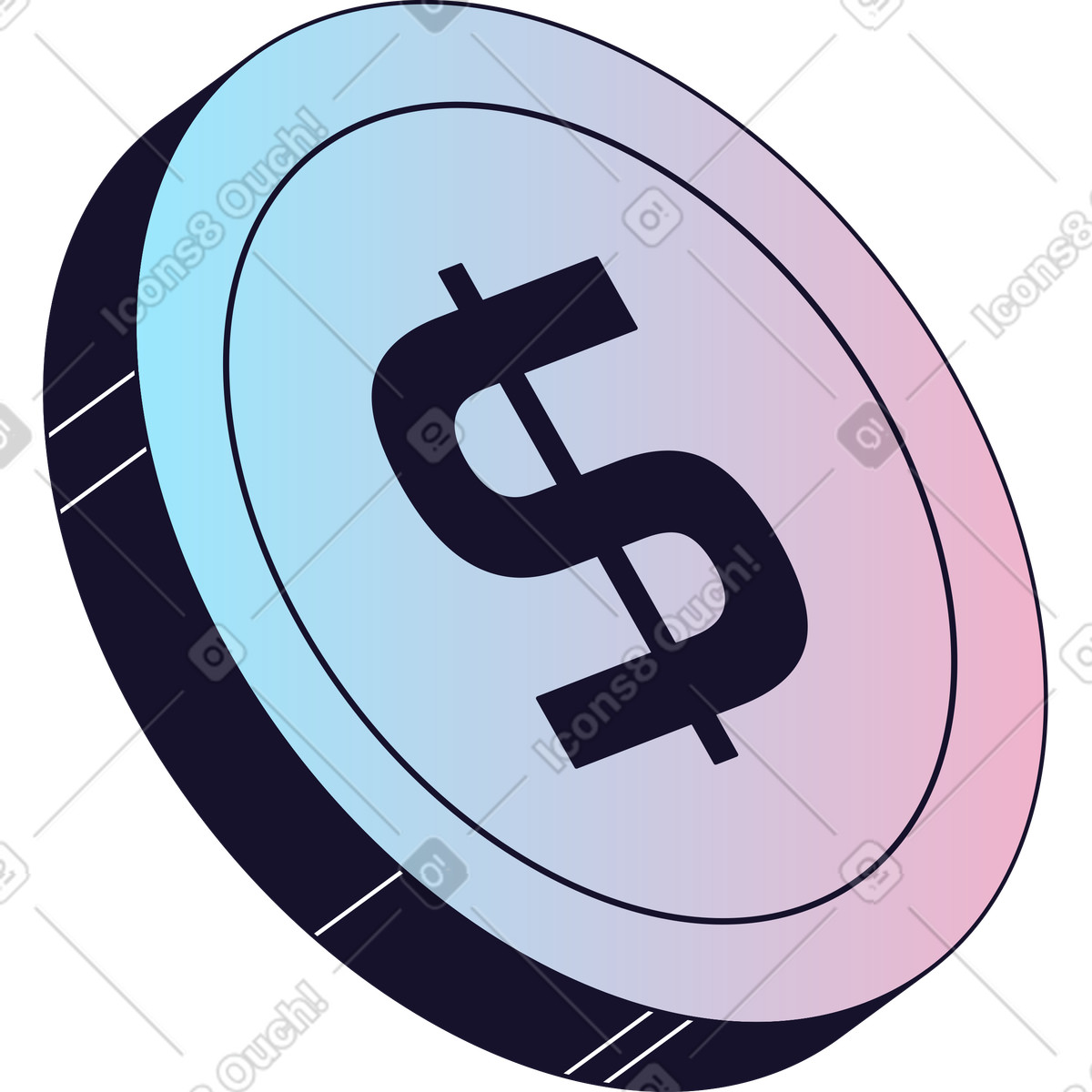 Dollar coin illustration in PNG, SVG