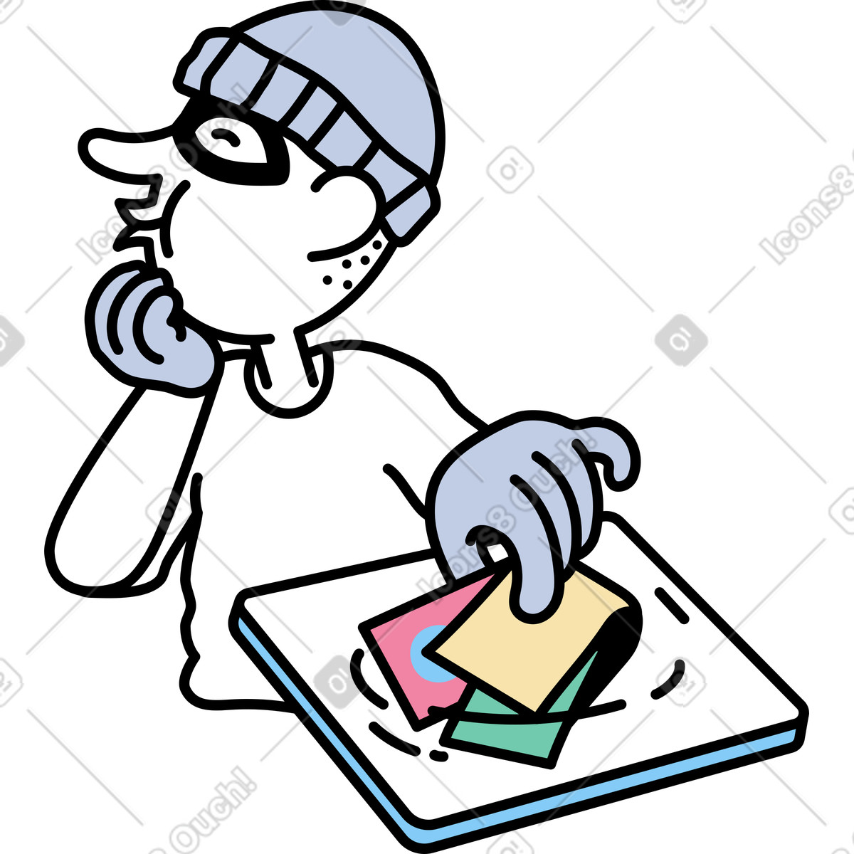 Notes スタイルの 詐欺師がデータを盗む のイラストをPNG、SVG形式でダウンロード
