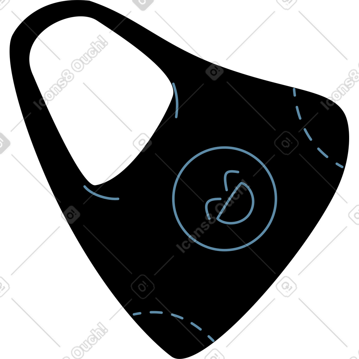 Airy スタイルの 黒バッグ のイラストをPNG、SVG形式でダウンロード