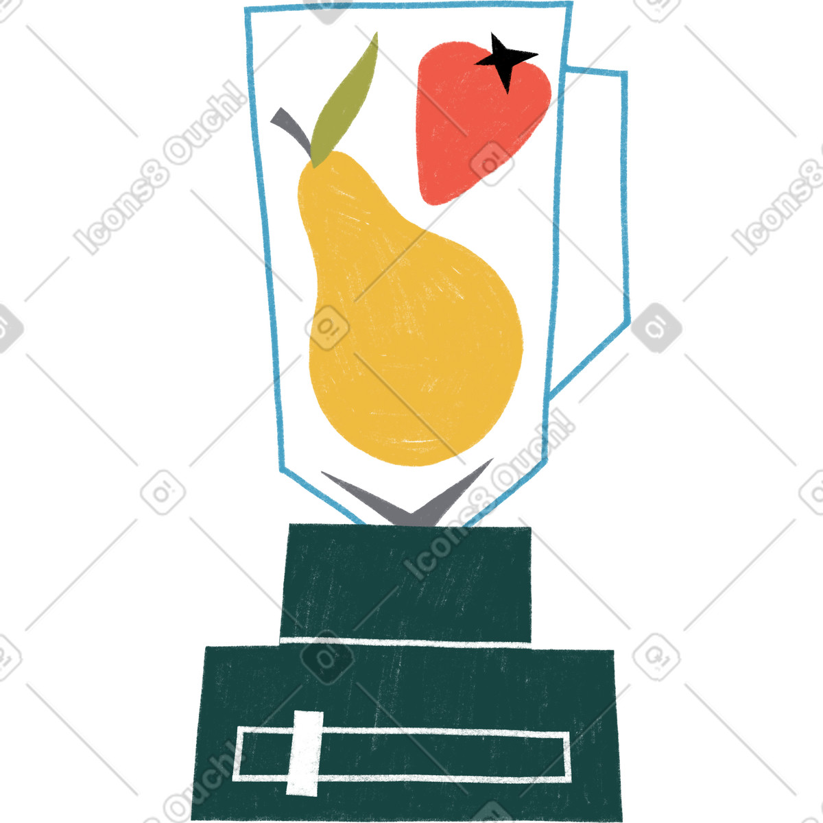 Blender with pear and strawberry-Illustration im Tutti-Stil als Download in PNG, SVG