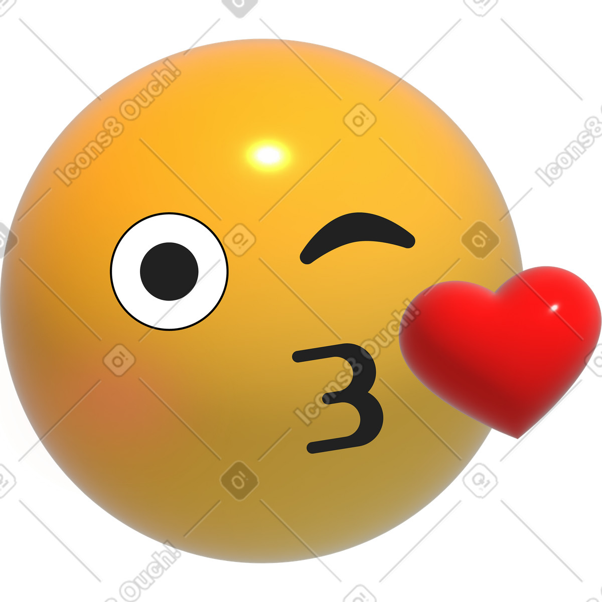 Ilustración Emoji de beso en estilo Pop a descargar en PNG y SVG