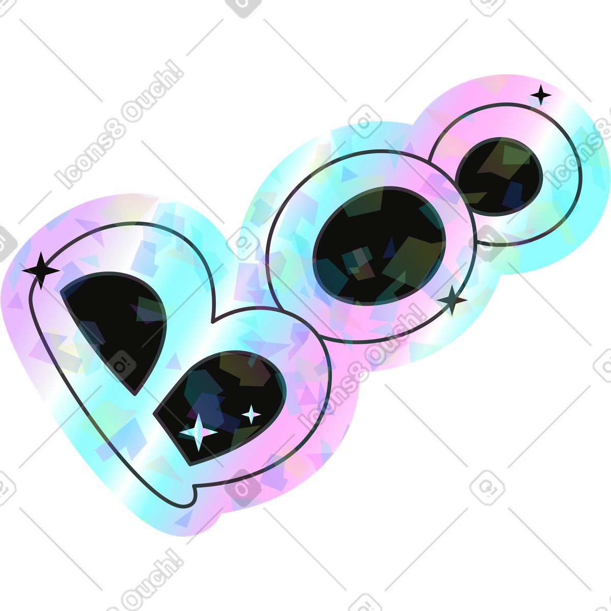 Иллюстрация Бу в стиле Holostickers — скачать в форматах PNG, SVG
