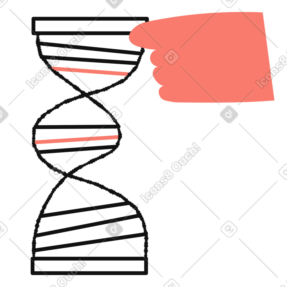Ilustración Genome editing hand adjusting dna ladder bands for medical research en estilo Bold People a descargar en PNG y SVG