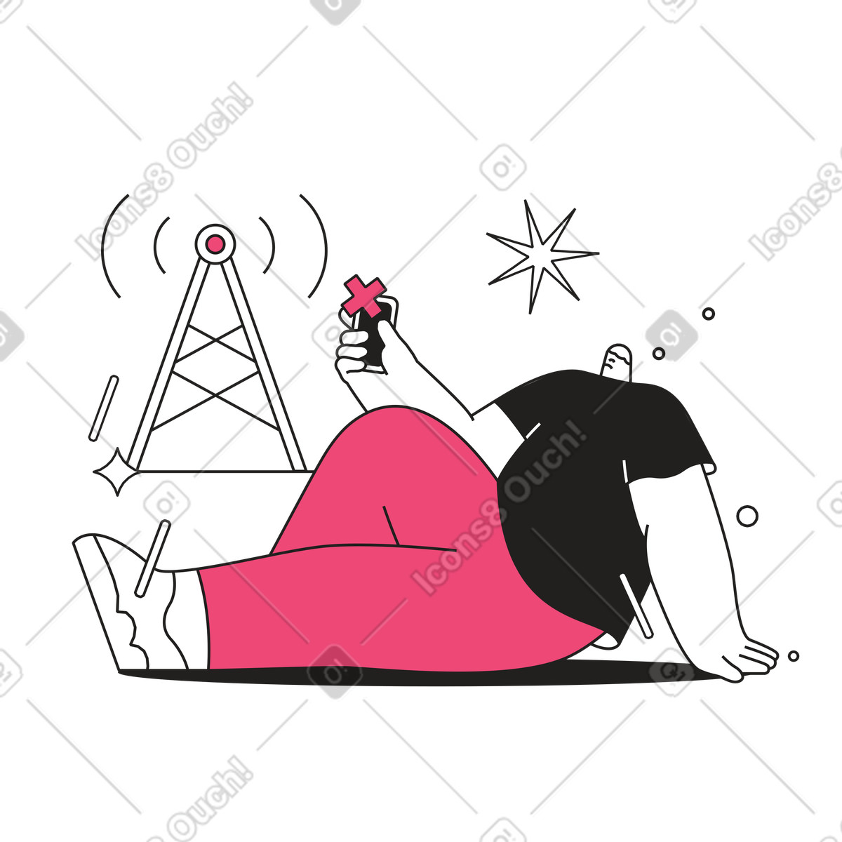 Ilustração de Phone service outage, Lost connection or offline mode em no estilo Dazzle Line para baixar em PNG, SVG