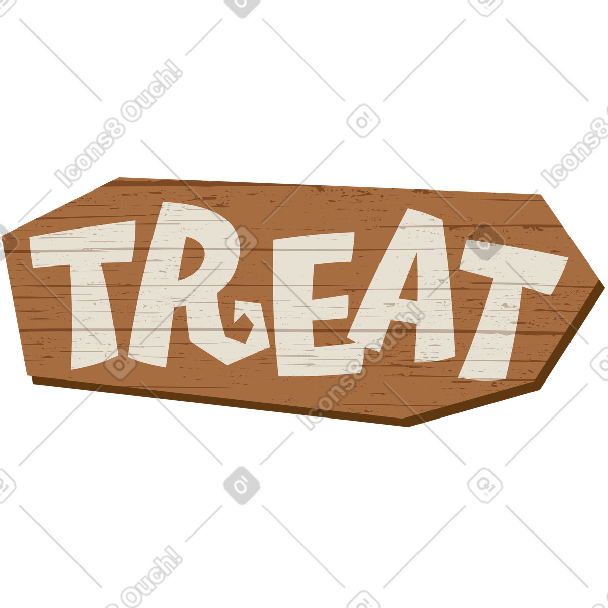 Halloween Party 스타일의 Lettering treat text on tree board 일러스트레이션 PNG, SVG 다운로드