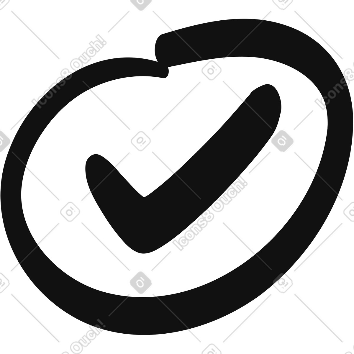 下载 Organic 风格的 Checkmark bold black tick inside rounded oval approval symbol 插画，支持 PNG、SVG 格式