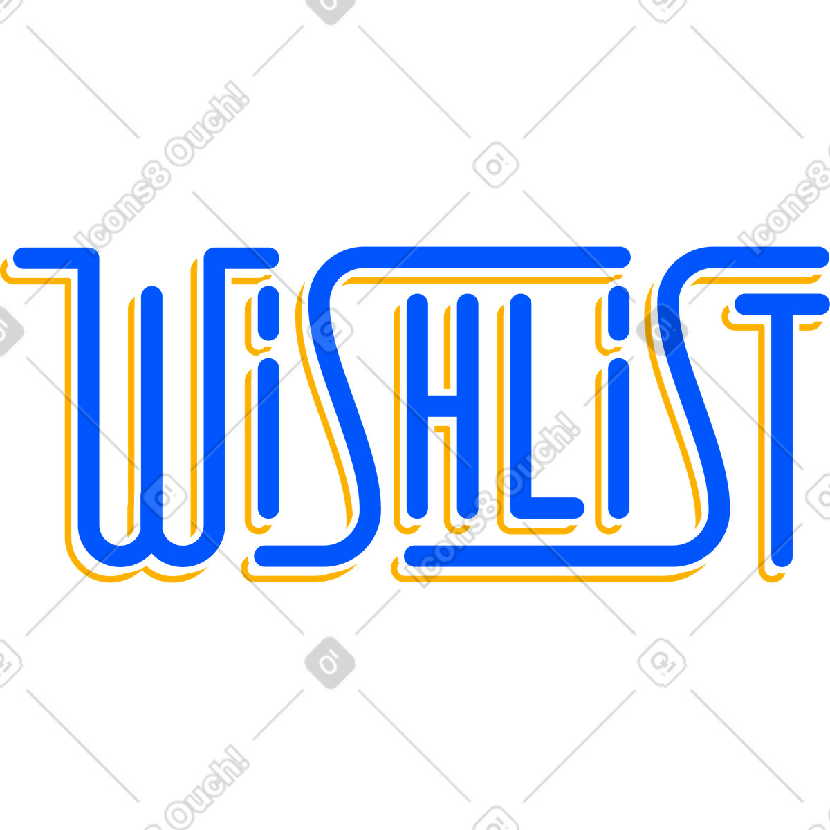 下载 Lettering 风格的 刻字愿望清单蓝色文本 插画，支持 PNG、SVG 格式
