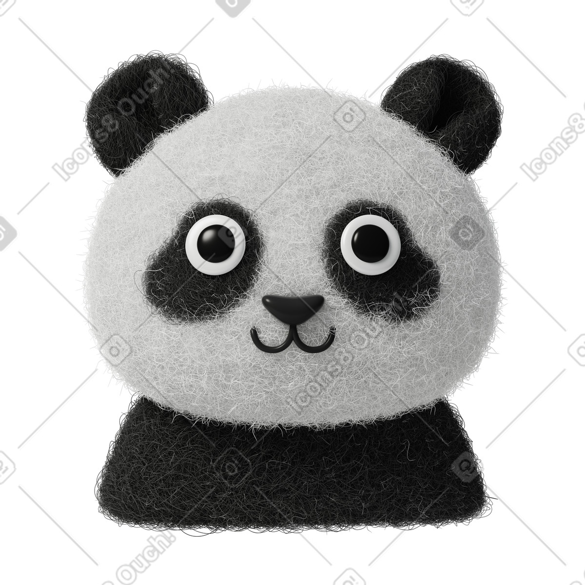 Cute panda icon illustration in Fuzzy style download in PNG, SVG
