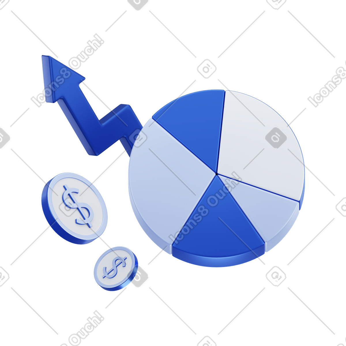 Pie chart showing financial growth animated illustration in GIF, Lottie (JSON), AE