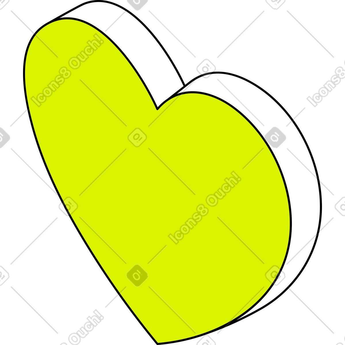 Ilustração de Coração amarelo brilhante em no estilo Isometric para baixar em PNG, SVG