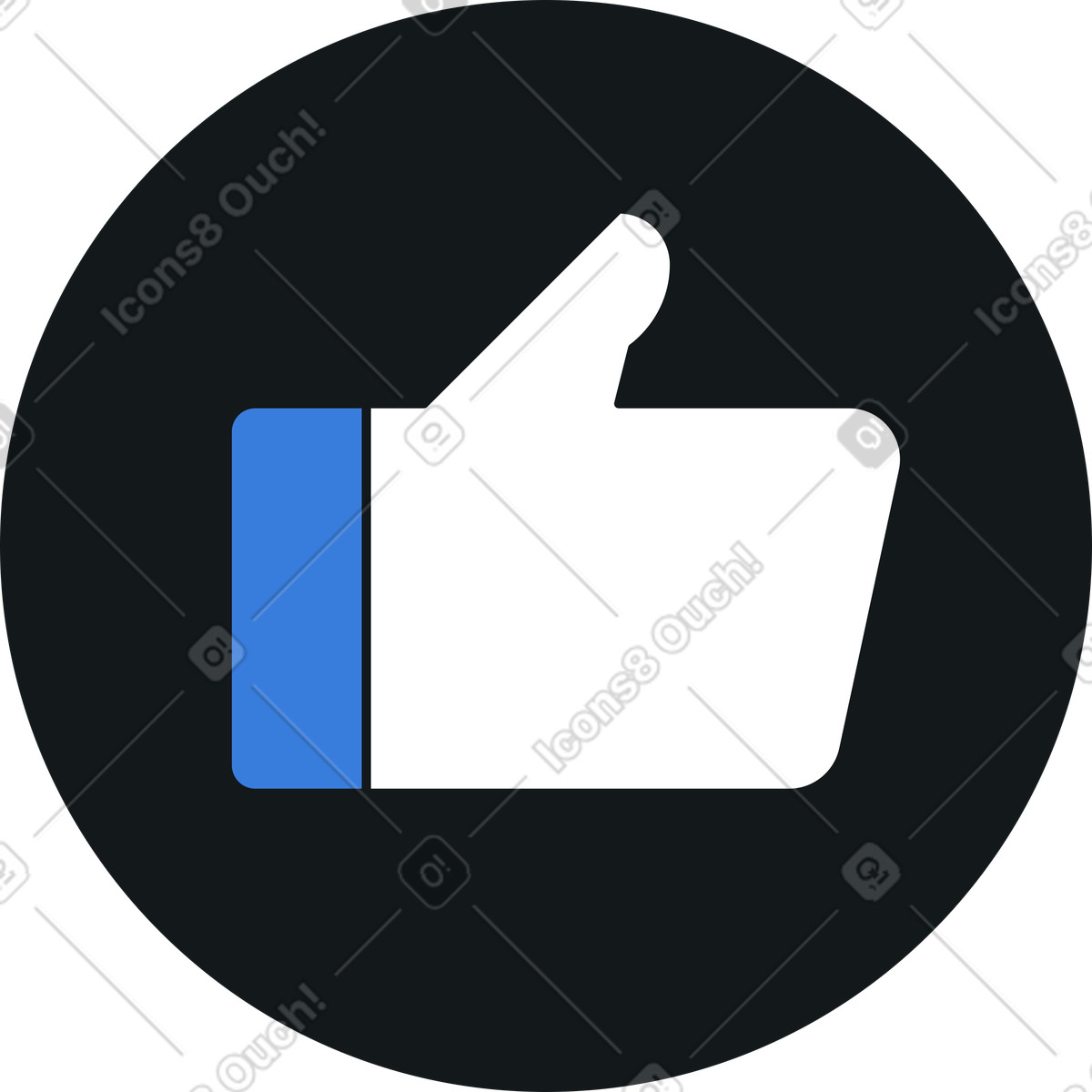 Midnight スタイルの 円で親指を立てます のイラストをPNG、SVG形式でダウンロード