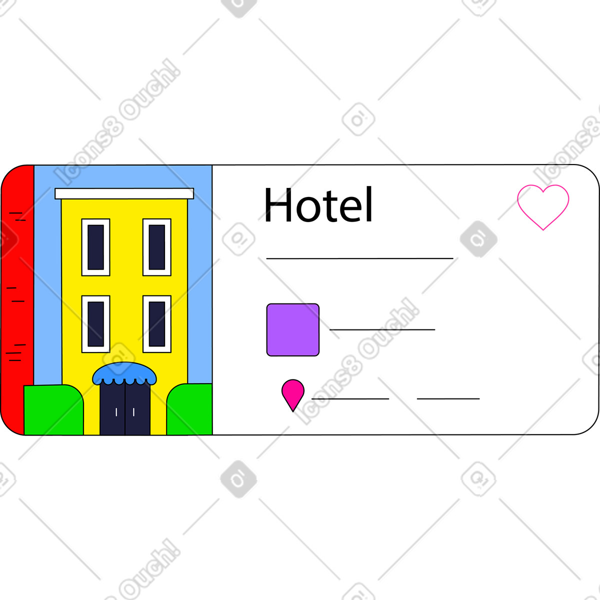 Hotel for booking window illustration in Pop style download in PNG, SVG