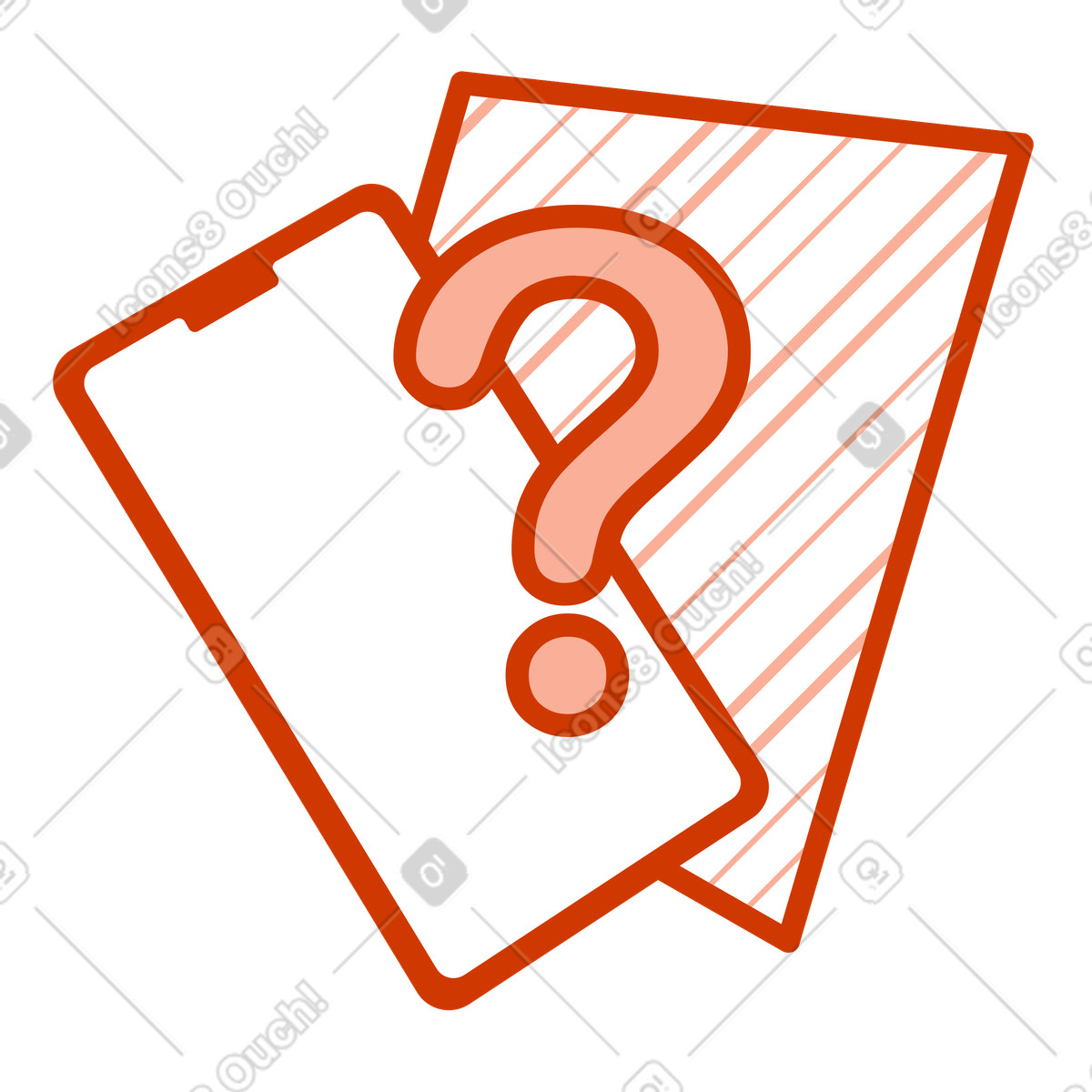 Natty スタイルの Frequently asked questions with smartphone のイラストをPNG、SVG形式でダウンロード