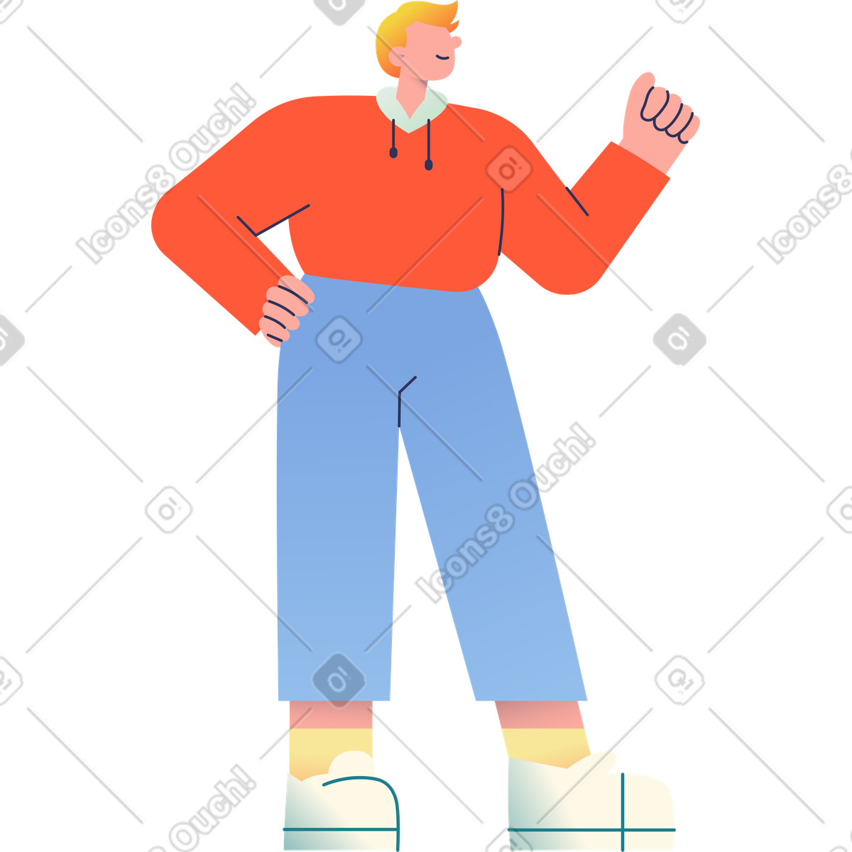Mann mit der hand am gürtel-Illustration im Beam-Stil als Download in PNG, SVG