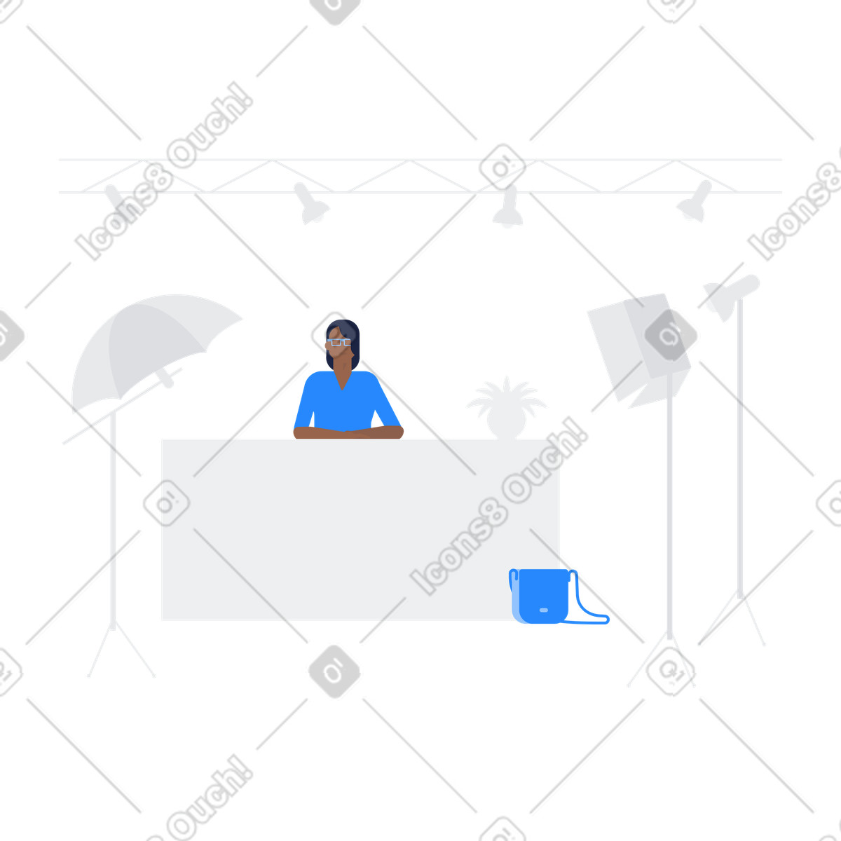 Ilustração de Female newsreader in live stream cast em no estilo Urban para baixar em PNG, SVG