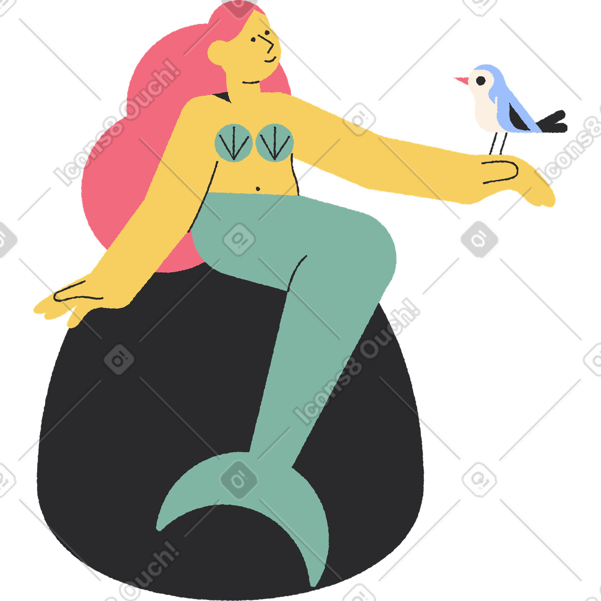 下载 Pablo 风格的 美人鱼 插画，支持 PNG、SVG 格式