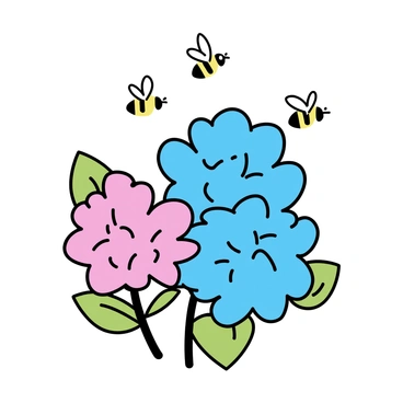Several bees buzzing around a cluster of hydrangeas, capturing the beauty of nature in spring.